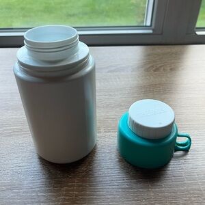 Vintage‎ Thermos Container White and Teal 8oz 90s